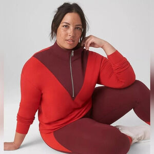 LIVI CozySoft Half-Zip Colorblock Cropped Pullover In Adrenaline Rush Size 22/24